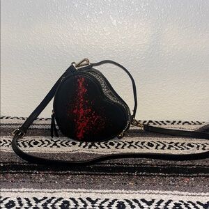 Heart-Shaped Black and Red Crossbody Bag